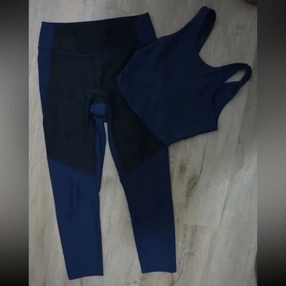 Outdoor Voices Warmup Legging and Venus Crop Bra Top Navy Graphite Set S/M - Picture 7 of 11